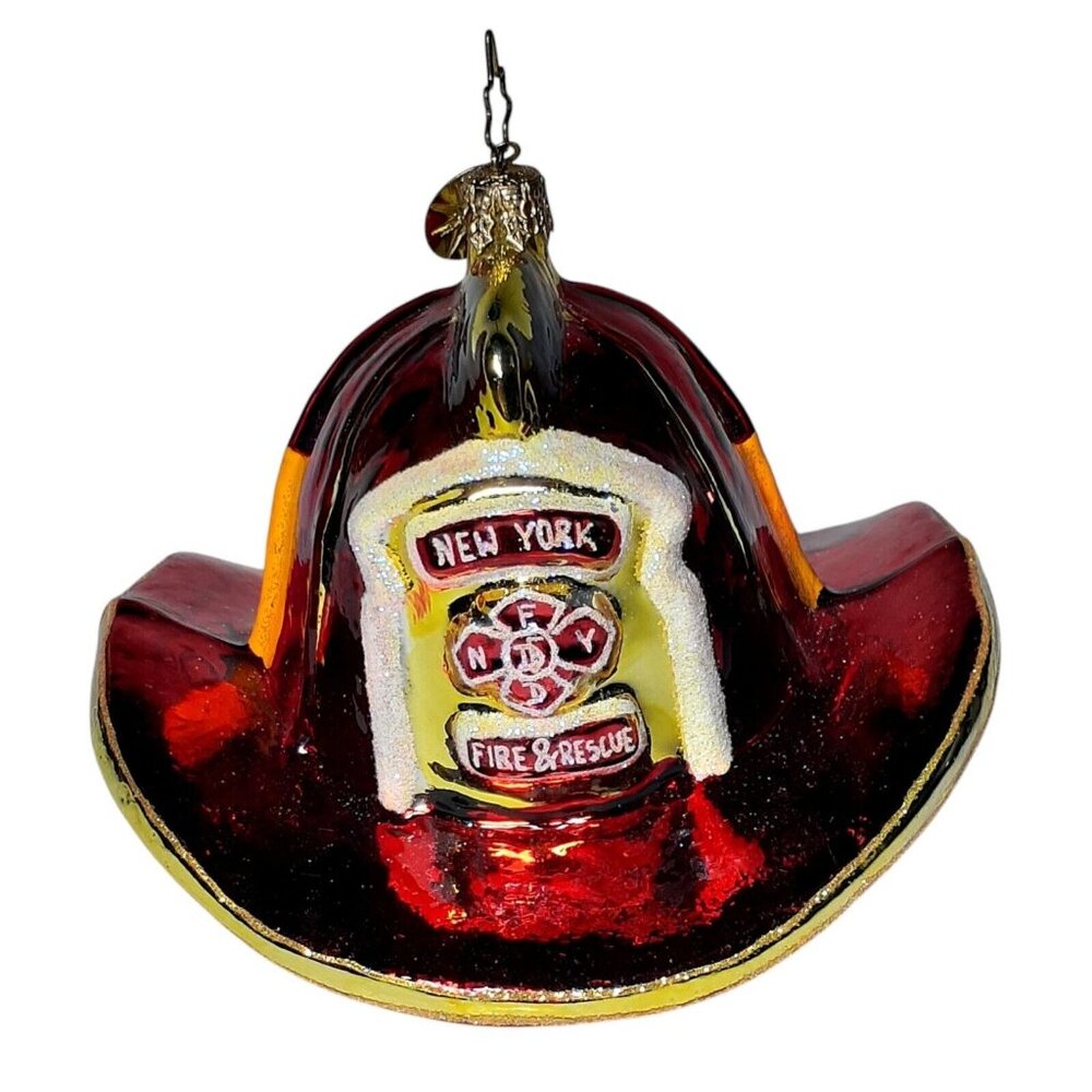 Vintage Christopher Radko Ornament  New York Fire Dept Helmet NYFD 5"